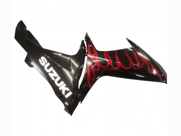 2011-2024 Suzuki GSXR 600 / GSXR 750 Motorcycle Fairings - Glossy Black Red Flame Canada Websites
