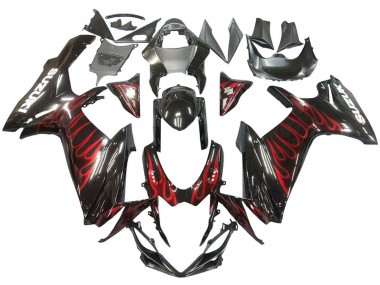 2011-2024 Suzuki GSXR 600 / GSXR 750 Motorcycle Fairings - Glossy Black Red Flame Canada Websites