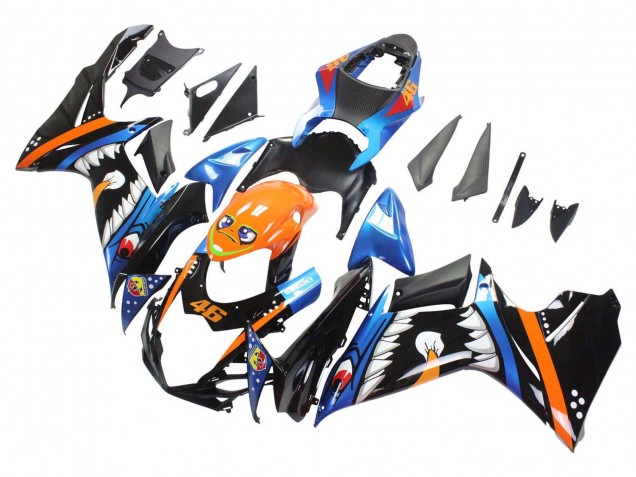 2011-2024 Suzuki GSXR 600 / GSXR 750 Motorcycle Fairings - Light Blue Orange Black White Shark 46 Canada Websites
