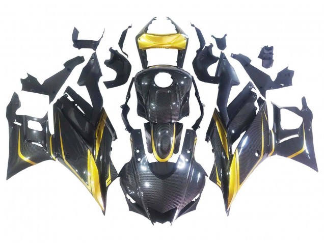 2019-2021 Yamaha YZF R3/R25 Motorcycle Fairings - Gold Black Carbon Fiber Canada Websites