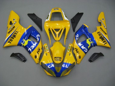 2000-2001 Yamaha YZF 1000 R1 Motorcycle Fairings - White Yellow Blue Motul Camel Canada Websites