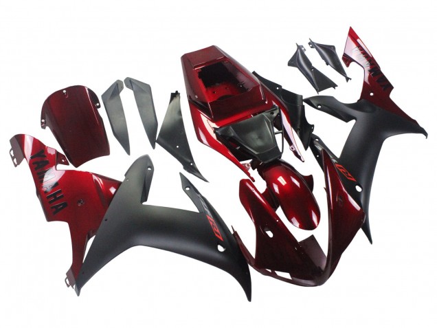 2002-2003 Yamaha YZF 1000 R1 Motorcycle Fairing Kits - Red Matte Black Canada Websites