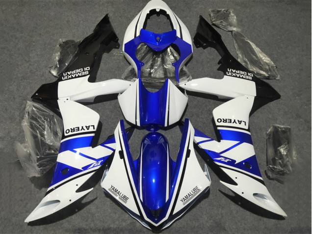 2002-2003 Yamaha YZF 1000 R1 Motorcycle Fairings - White Blue Matte Black Yamalube Canada Websites
