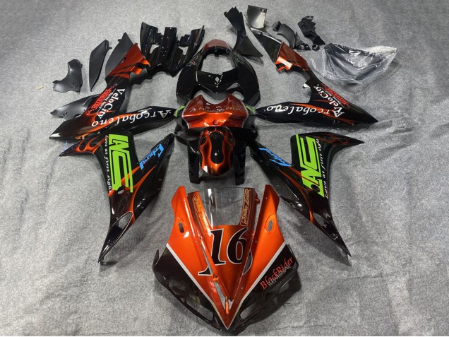 2002-2003 Yamaha YZF 1000 R1 Motorcycle Fairings - Orange Black Neon Green with Flame 16 Canada Websites