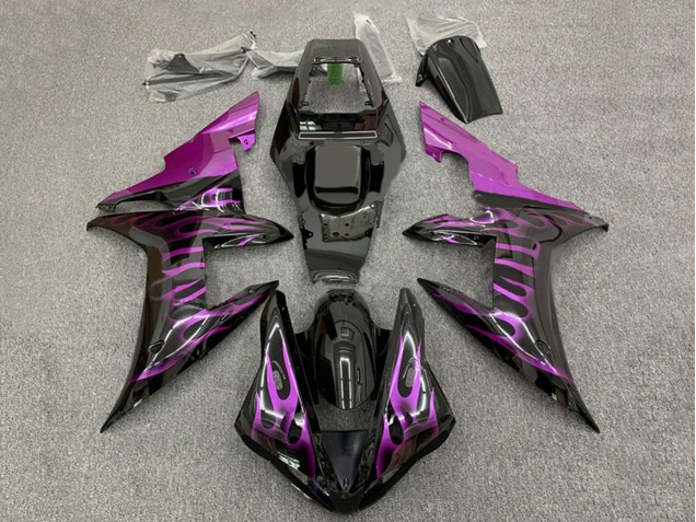 2002-2003 Yamaha YZF 1000 R1 Motorcycle Fairings - Glossy Black Purple Flame Canada Websites