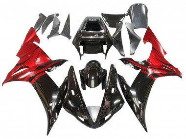 2002-2003 Yamaha YZF 1000 R1 Motorcycle Fairings - Glossy Black Red Flame Canada Websites