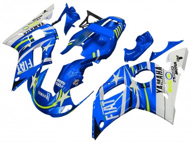 1998-2002 Yamaha YZF 600 R6 Motorcycle Fairings - White Blue Neon Yellow Fiat Motul Michelin Canada Websites