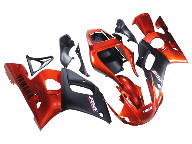 1998-2002 Yamaha YZF 600 R6 Motorcycle Fairings - Orange Matte Black Canada Websites