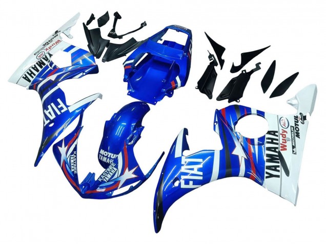 2003-2004 Yamaha YZF R6 Motorcycle Fairings - White Blue Fiat Motul Kastinee Canada Websites