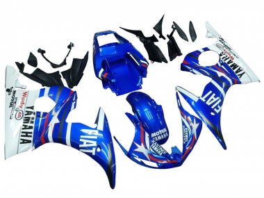 2006-2009 Yamaha YZF R6S Motorcycle Fairings - White Blue Fiat Motul Kastinee Canada Websites