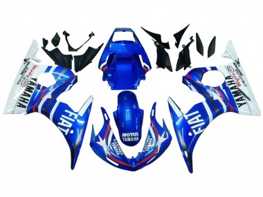2006-2009 Yamaha YZF R6S Motorcycle Fairings - White Blue Fiat Motul Kastinee Canada Websites
