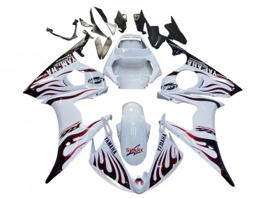 2006-2009 Yamaha YZF R6S Motorcycle Fairings - White with Dark Black Flame Canada Websites