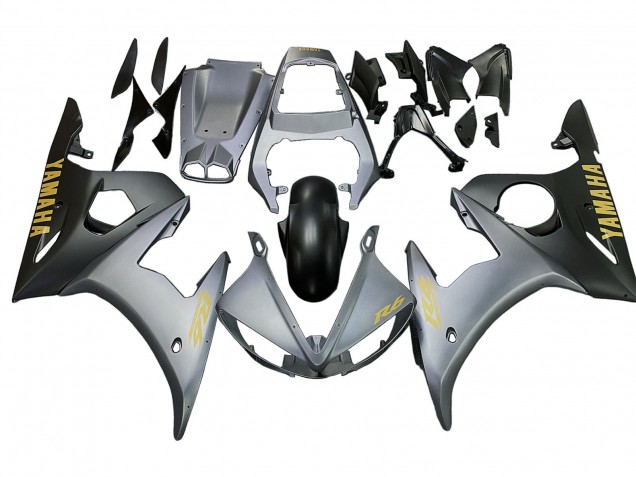 2003-2004 Yamaha YZF R6 Motorcycle Fairings - Matte Grey Matte Black Gold Decals Canada Websites