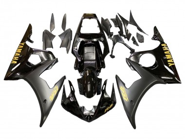 2006-2009 Yamaha YZF R6S Motorcycle Fairings - Glossy Black Matte Black Gold Decals Canada Websites
