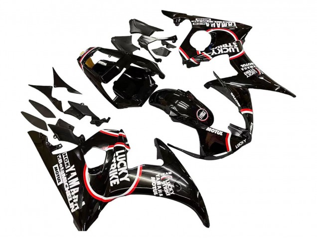 2006-2009 Yamaha YZF R6S Motorcycle Fairings - Glossy Black Red White Lucky Strike Motul Canada Websites