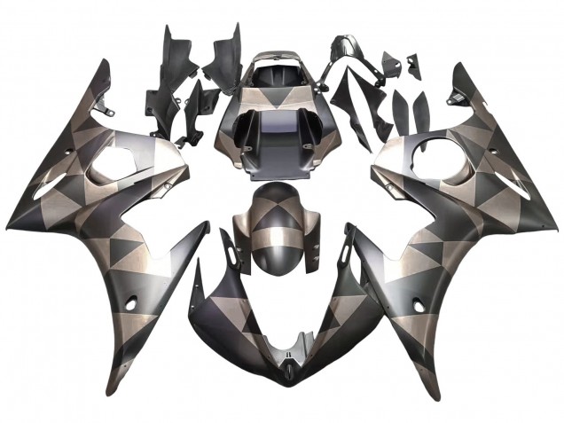 2003-2004 Yamaha YZF R6 Motorcycle Fairings - Grey Matte Black Geometric Canada Websites
