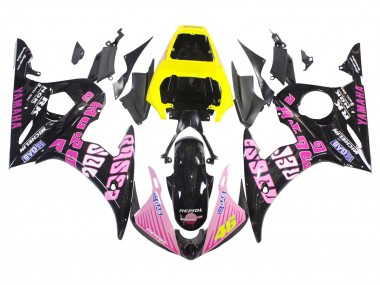 2006-2009 Yamaha YZF R6S Motorcycle Fairings - Yellow Pink Glossy Black Rossi Repsol 46 Canada Websites