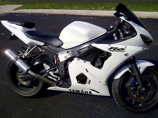 2003-2004 Yamaha YZF R6 Motorcycle Fairings - White Black Decals Canada Websites
