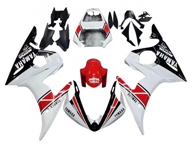 2003-2004 Yamaha YZF R6 Motorcycle Fairings - White Red Glossy Black Motul Canada Websites