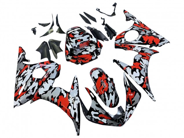 2003-2004 Yamaha YZF R6 Motorcycle Fairings - Black Red Grey Camouflage Canada Websites