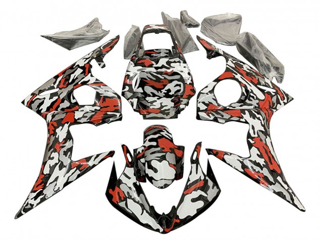 2003-2004 Yamaha YZF R6 Motorcycle Fairings - Black Red Grey Camouflage Canada Websites