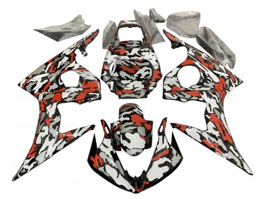 2006-2009 Yamaha YZF R6S Motorcycle Fairings - Black Red Grey Camouflage Canada Websites