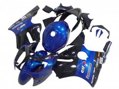 2000-2001 Kawasaki ZX12R Motorcycle Fairings - Blue Glossy Black Elf Bridgestone Canada Websites