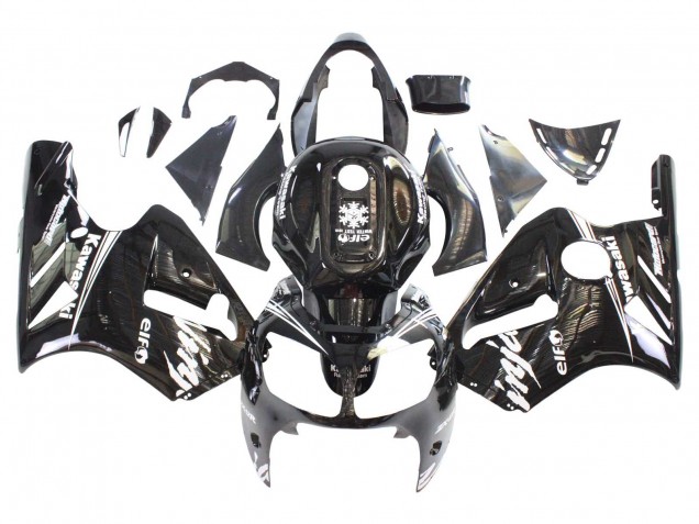 2000-2001 Kawasaki ZX12R Motorcycle Fairings - Glossy Black White Elf Snow Canada Websites