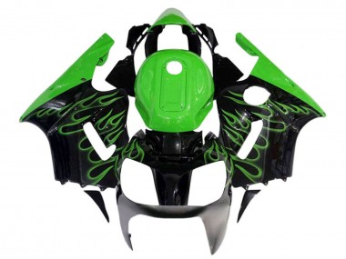 2002-2006 Kawasaki ZX12R Motorcycle Fairings - Glossy Black Green Flame Canada Websites