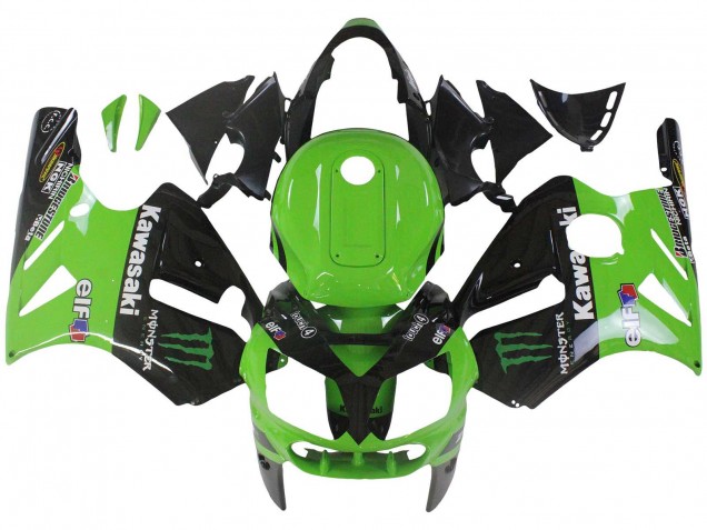 2002-2006 Kawasaki ZX12R Motorcycle Fairing - Green Glossy Black Elf Touch4 Monster Canada Websites