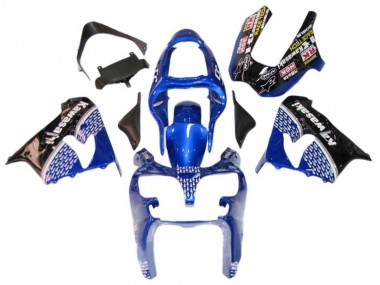 2000-2001 Kawasaki ZX9R Motorcycle Fairings - Blue White Glossy Black Canada Websites