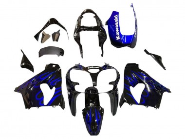 2000-2001 Kawasaki ZX9R Motorcycle Fairings - Glossy Black Blue Flame White Canada Websites