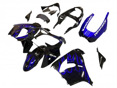 2000-2001 Kawasaki ZX9R Motorcycle Fairings - Glossy Black Blue Flame White Canada Websites