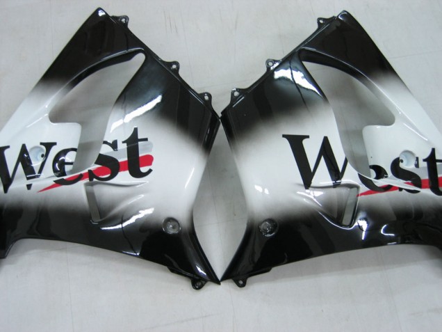 2000-2001 Kawasaki ZX9R Motorcycle Fairings - Glossy Black White West Canada Websites