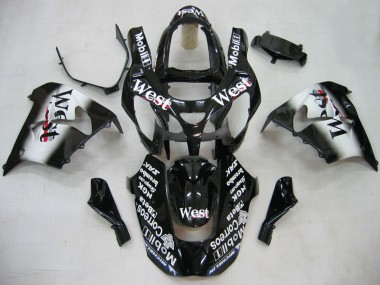 2000-2001 Kawasaki ZX9R Motorcycle Fairings - Glossy Black White West Canada Websites
