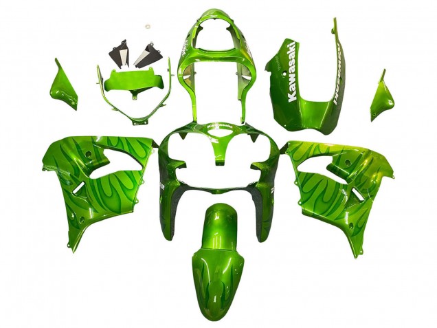 2000-2001 Kawasaki ZX9R Motorcycle Fairings - Green Flame Canada Websites