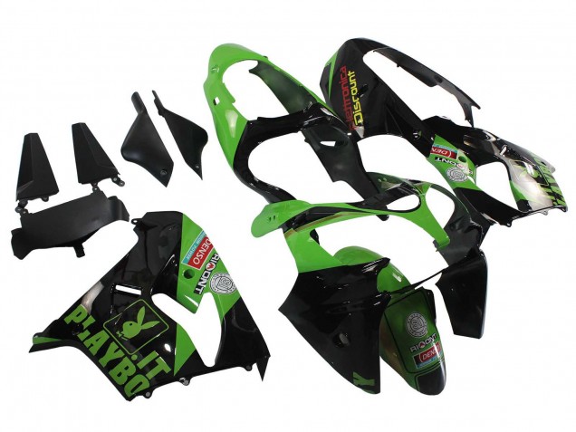 2000-2001 Kawasaki ZX9R Motorcycle Fairings - Green Black Playboy DENSO Canada Websites