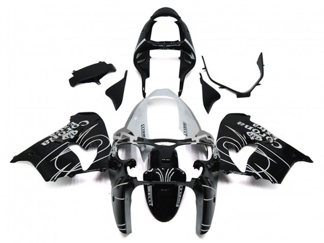 2000-2001 Kawasaki ZX9R Motorcycle Fairings - Glossy Black White Corona Extra Canada Websites