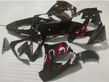 2002-2003 Kawasaki ZX9R Motorcycle Fairing - Glossy Black Red Flame Canada Websites