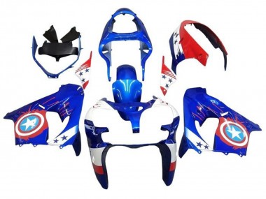 2000-2001 Kawasaki ZX9R Motorcycle Fairings - Blue Red Captain America Star Canada Websites