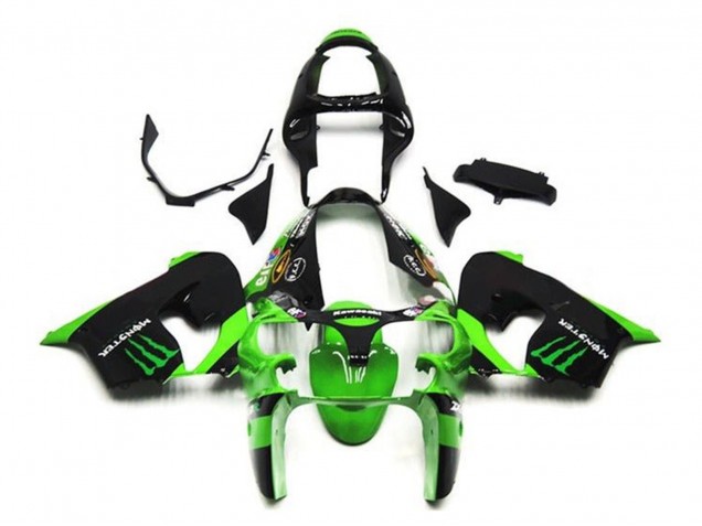 2002-2003 Kawasaki ZX9R Motorcycle Fairings - Green Black Monster Canada Websites
