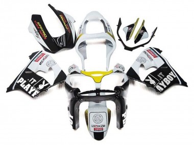 2002-2003 Kawasaki ZX9R Motorcycle Fairings - White Black Yellow Playboy Canada Websites