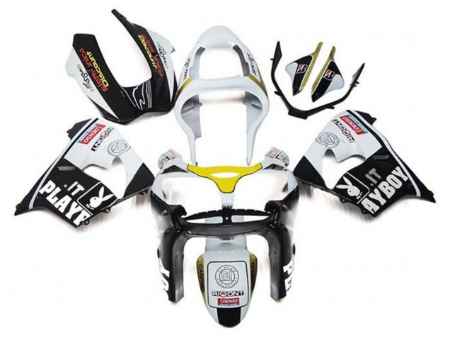 2002-2003 Kawasaki ZX9R Motorcycle Fairings - White Black Yellow Playboy Canada Websites