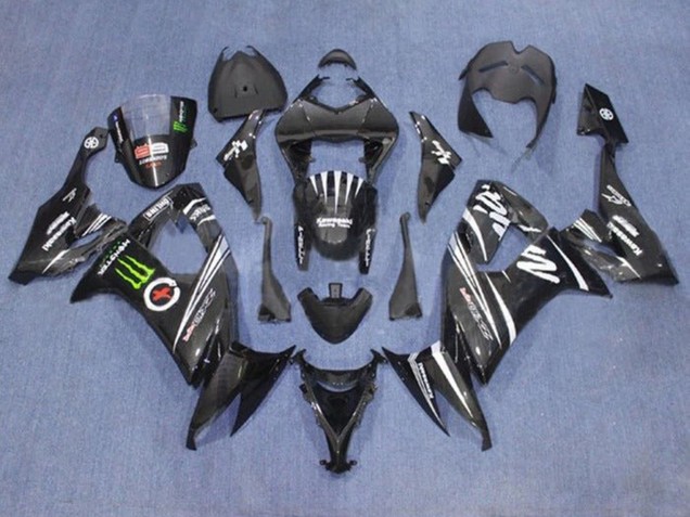 2008-2010 Kawasaki ZX10R Motorcycle Fairings - Black White Green Monster Canada Websites