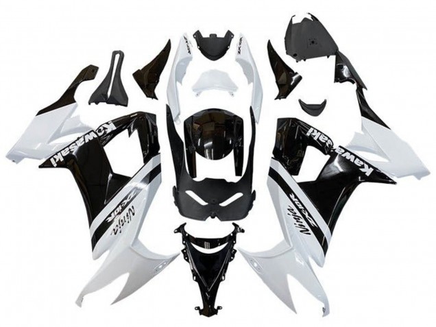 2008-2010 Kawasaki ZX10R Motorcycle Fairings - White Glossy Black Stripe Canada Websites