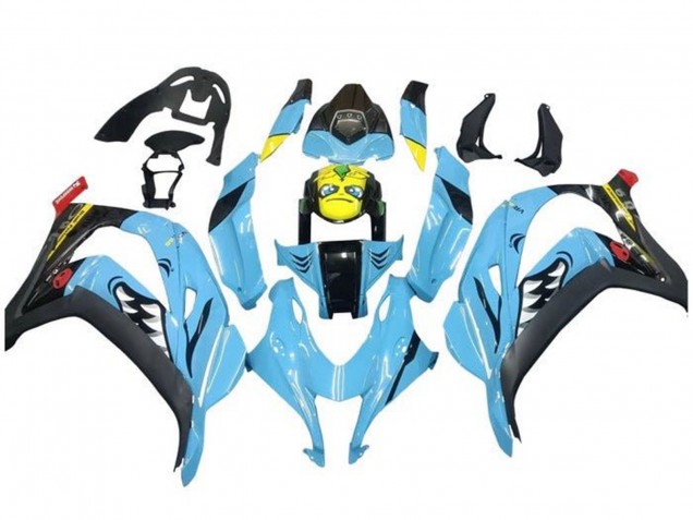 2016-2020 Kawasaki ZX10R Motorcycle Fairings - Light Blue Yellow Shark Canada Websites