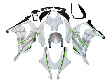 2016-2020 Kawasaki ZX10R Motorcycle Fairings - White Silver Green Stripe Canada Websites
