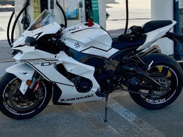 2021-2025 Kawasaki ZX10R Motorcycle Fairings - White Black Stripe Canada Websites