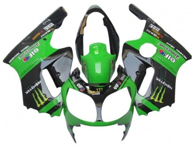 2000-2001 Kawasaki ZX12R Motorcycle Fairings - Green Black Yellow Elf Monster Canada Websites