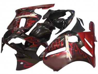 2000-2001 Kawasaki ZX12R Motorcycle Fairings - Glossy Black Red Flame Canada Websites